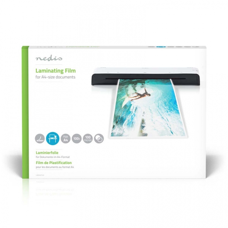Nedis Lamineringsfilm | A4 | Tjocklek: 100 µm | Packad per: 100 st. | Plast | Transparent