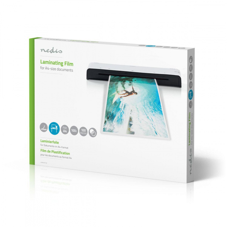 Nedis Lamineringsfilm | A4 | Tjocklek: 100 µm | Packad per: 100 st. | Plast | Transparent