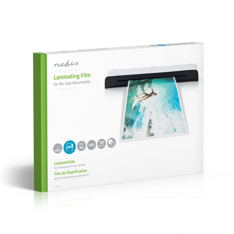 Nedis Lamineringsfilm | A4 | Tjocklek: 100 µm | Packad per: 100 st. | Plast | Transparent
