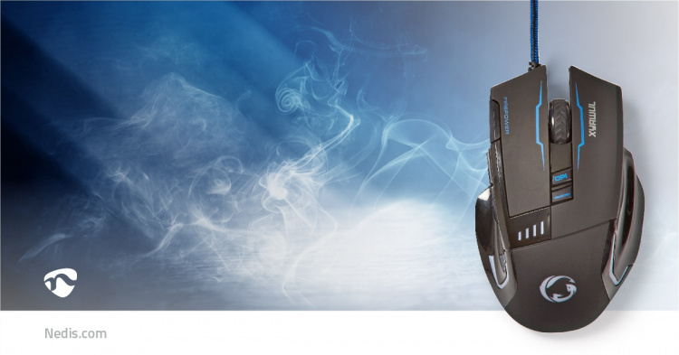 Nedis Gaming Mus | Trådbundet | 800 / 1600 / 2400 / 4000 dpi | Justerbar DPI | Antal knappar: 8 | Programmerbara knappar | Högerhänt | 1.50 m | LED