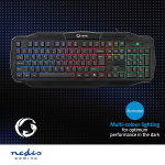 Nedis Trådat Gaming Tagentbord | USB 2.0 | Membrantangenter | LED | US International | US Layout | USB ström | Strömkabel längd: 1.50 m | Spel