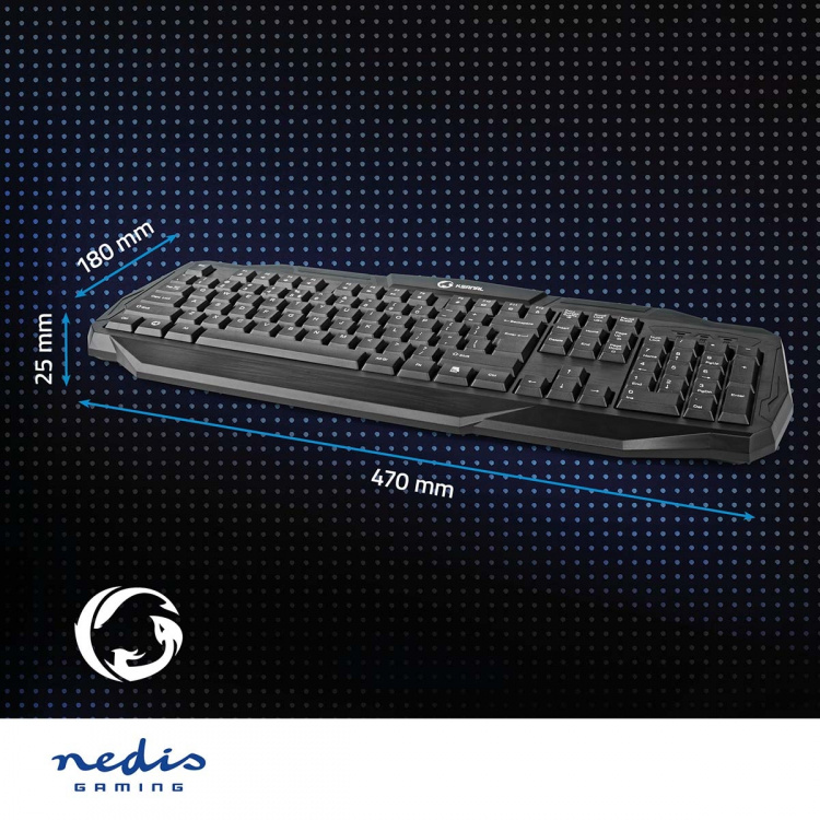 Nedis Trådat Gaming Tagentbord | USB 2.0 | Membrantangenter | LED | US International | US Layout | USB ström | Strömkabel längd: 1.50 m | Spel