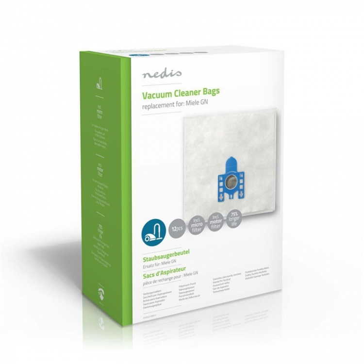 Nedis Dammsugarpåse | 12 st. | Syntetisk | Säljs mest för: Miele | Vit