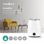 Nedis Luftfuktare | 110 W | Med sval och varm dimma | 5.5 l | Hygrometer | Timer | Lämplig för miljöer upp till: 50 m² | Grå / Vit