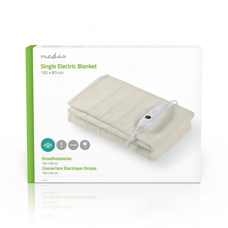 Nedis Elektrisk Filt | Filt | 1 Person | 150 x 80 cm | 3 Värmeinställningar | Tvättbar | Överhettningsskydd | Polyester Nedis Elektrisk Filt | Filt | 1 Person | 150 x 80 cm | 3 Värmeinställningar | Tvättbar | Överhettningsskydd | Polyester