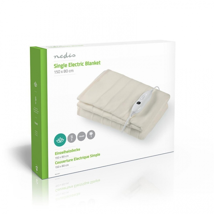 Nedis Elektrisk Filt | Filt | 1 Person | 150 x 80 cm | 3 Värmeinställningar | Tvättbar | Överhettningsskydd | Polyester Nedis Elektrisk Filt | Filt | 1 Person | 150 x 80 cm | 3 Värmeinställningar | Tvättbar | Överhettningsskydd | Polyester