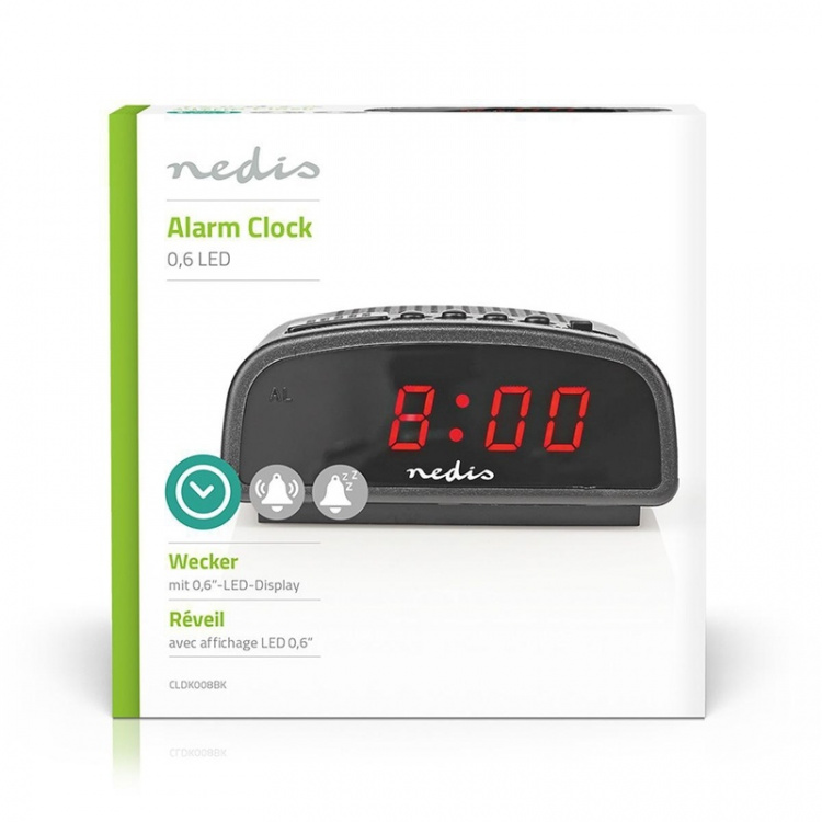 Nedis Digital skrivbords alarmklocka | LED | Snooze-funktion | Svart