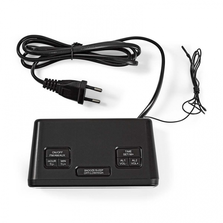 Nedis Digital klockradio | LED | 1x 3.5 mm Audio Input | Tidsprojektion | AM / FM | Snooze-funktion | Sov timer | Antal alarm: 2 | Svart