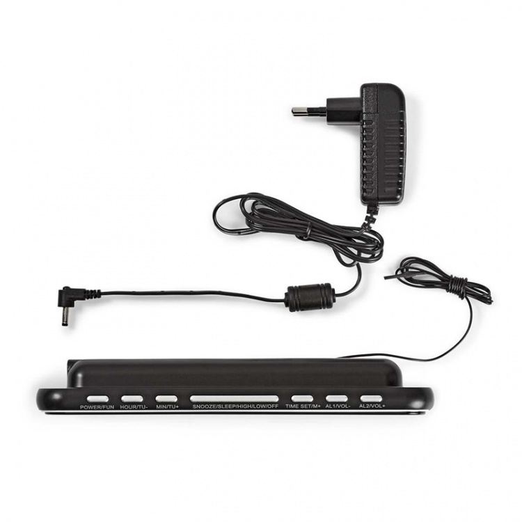 Nedis Digital klockradio | LED | 1x 3.5 mm Audio Input | Tidsprojektion | AM / FM | Snooze-funktion | Sov timer | Antal alarm: 2 | Svart