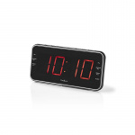 Nedis Digital klockradio | LED | 1x 3.5 mm Audio Input | Tidsprojektion | AM / FM | Snooze-funktion | Sov timer | Antal alarm: 2 | Svart