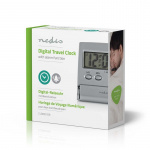 Nedis Digital skrivbords alarmklocka | LCD-skärm bakgrundsbelysning | 1.7 cm | Bakgrundsbelysning | Vikbar | Används för: Resa | Snooze-funktion | Ja | Silver