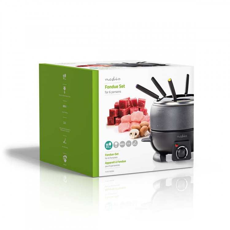 Nedis Fondue set | 6 Personer | 2.3 l | Justerbar temperaturkontroll | 800 W | Touch Handtag | Anti-halk botten | Överhettningsskydd Nedis Fondue set | 6 Personer | 2.3 l | Justerbar temperaturkontroll | 800 W | Touch Handtag | Anti-halk botten | Överhettningsskydd