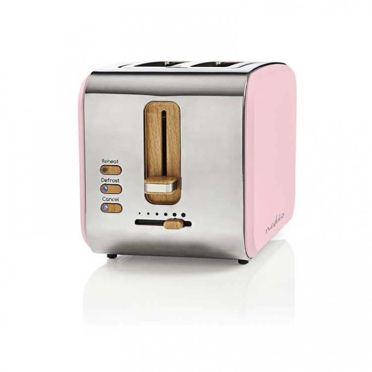 Nedis Brödrost med 2 breda uttag, 900W, Rosa, Soft-touch