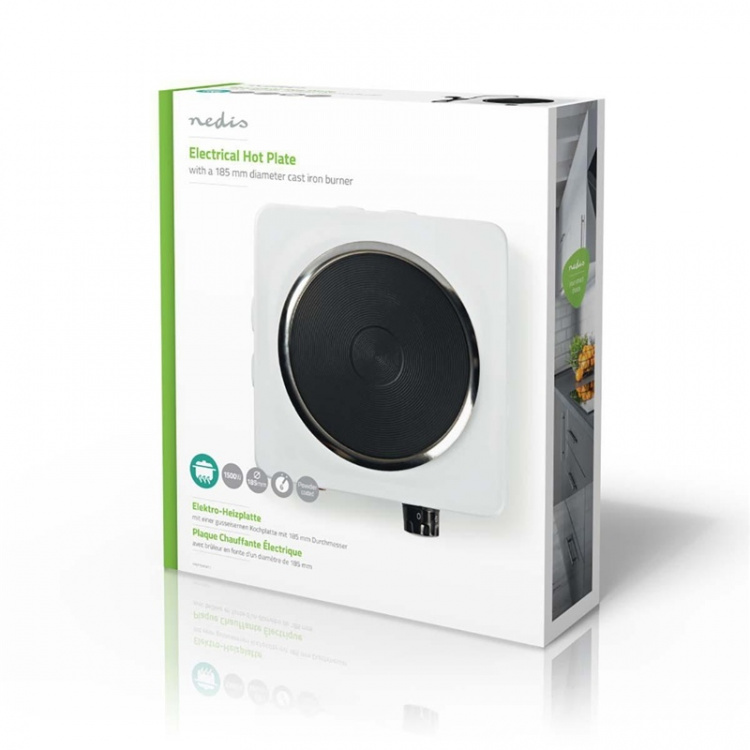 Nedis Elektrisk kokplatta | Matlagningszoner: 1 | 1500 W | Överhettningsskydd | Vit Nedis Elektrisk kokplatta | Matlagningszoner: 1 | 1500 W | Överhettningsskydd | Vit