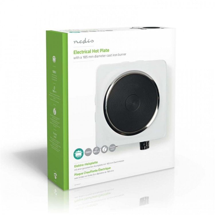 Nedis Elektrisk kokplatta | Matlagningszoner: 1 | 1500 W | Överhettningsskydd | Vit Nedis Elektrisk kokplatta | Matlagningszoner: 1 | 1500 W | Överhettningsskydd | Vit