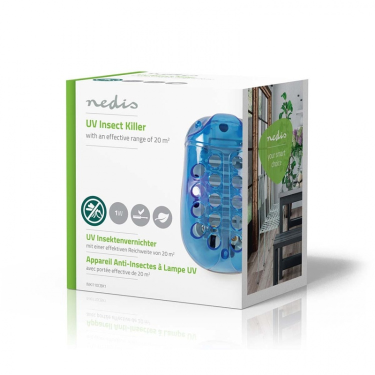 Nedis Mosquito Stop ljusfälla | 1 W | Lamptyp: Lysdiodlampa | Effektiv räckvidd: 20 m² | Blå / Vit