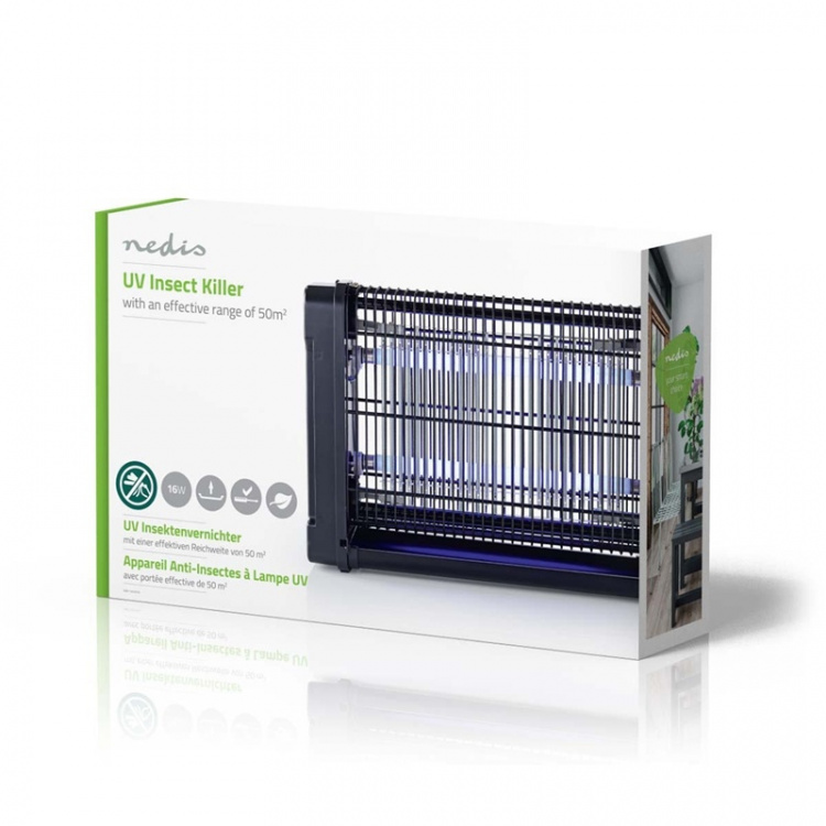 Nedis Mosquito Stop ljusfälla | 16 W | Lamptyp: F8T5/BL | Effektiv räckvidd: 50 m² | Svart