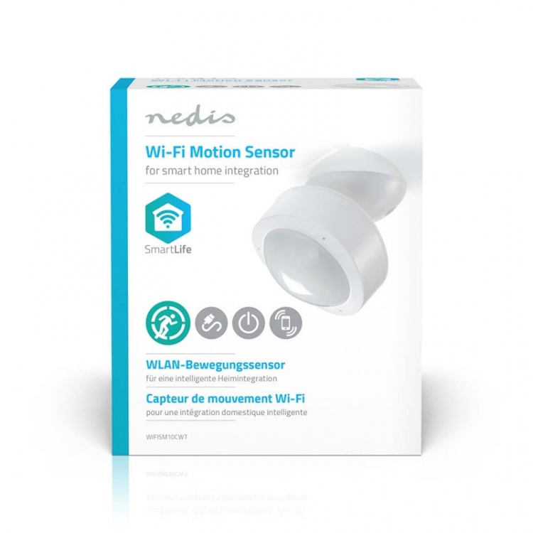 Nedis SmartLife Smartrörelsesensor | Wi-Fi | Batteridriven / Strömadapter | Detektorvinkel: 120 ° | Detektorområde: 10.0 m | Vit
