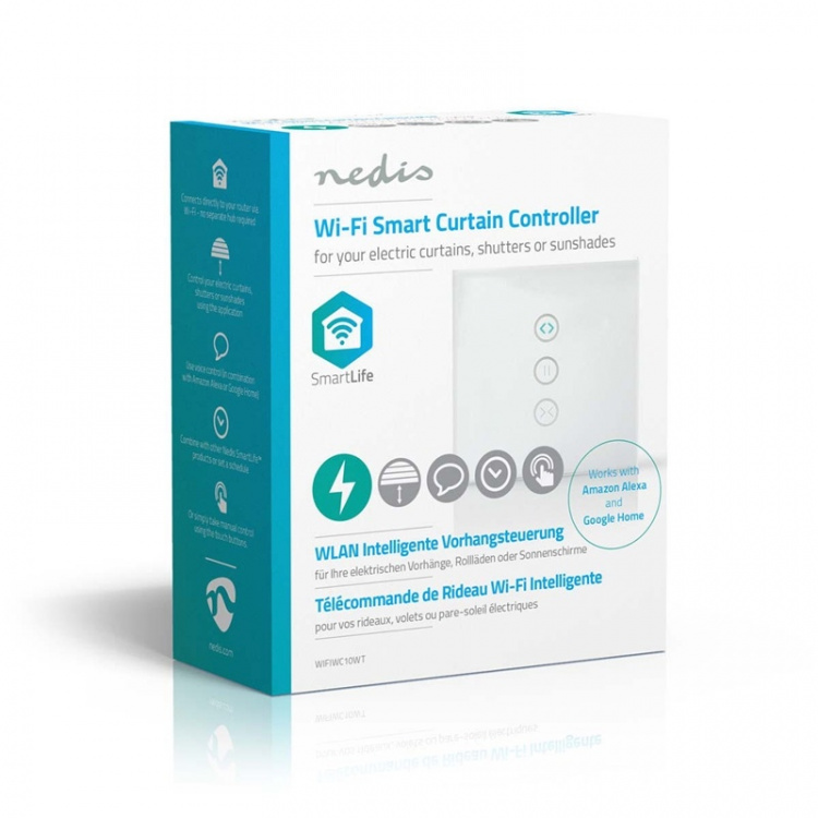 Nedis SmartLife Strömbrytare | Parasoll / Ridå / Slutare | Väggfäste | 300 W | Android™ / IOS | Glas | Vit Nedis SmartLife Strömbrytare | Parasoll / Ridå / Slutare | Väggfäste | 300 W | Android™ / IOS | Glas | Vit