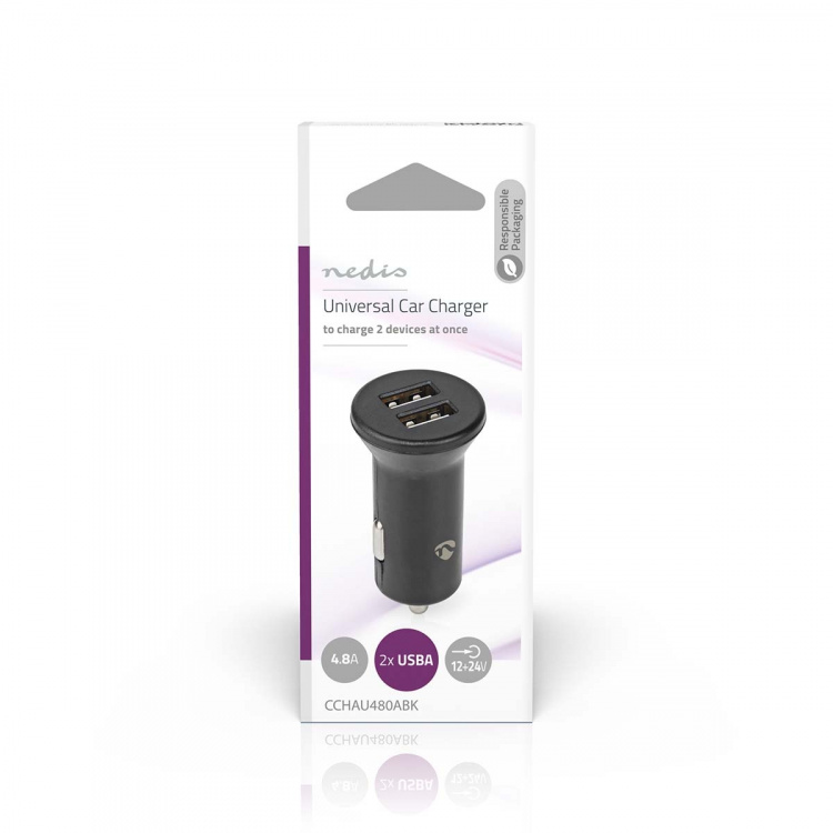 Nedis Billaddare | 24 W | 2x 2.4 A | Antal utgångar: 2 | Port typ: 2x USB-A | | Single Voltage Output Nedis Billaddare | 24 W | 2x 2.4 A | Antal utgångar: 2 | Port typ: 2x USB-A | | Single Voltage Output