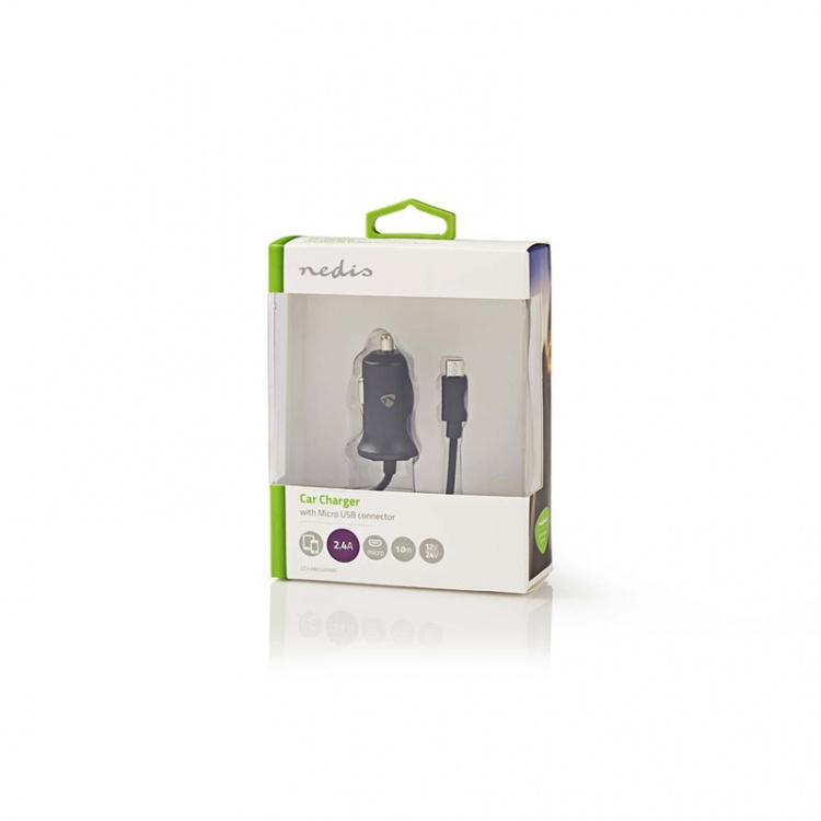 Nedis Billaddare | 12 W | 1x 2.4 A | Antal utgångar: 1 | Micro USB (Fast) Kabel | 1.00 m | Single Voltage Output Nedis Billaddare | 12 W | 1x 2.4 A | Antal utgångar: 1 | Micro USB (Fast) Kabel | 1.00 m | Single Voltage Output