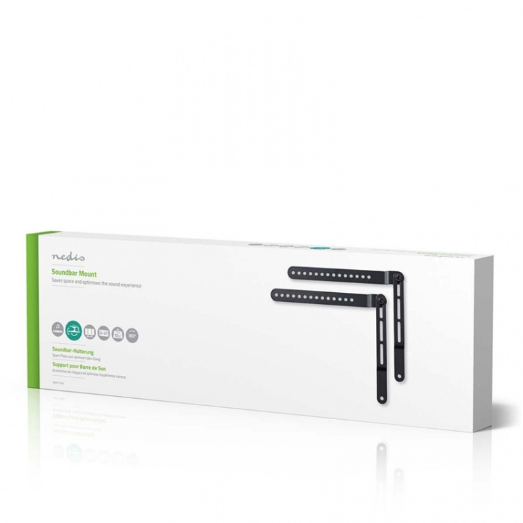 Nedis Soundbar Fäste | Kompatibel med: Universell | Ansluten till TV:n | 10 kg | Roterbar | Stål | Svart