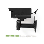 Nedis Dummy Säkerhetskamera | Kula | IP44 | Batteridriven / Solar Powered | Utomhus | Inklusive väggfäste | Svart