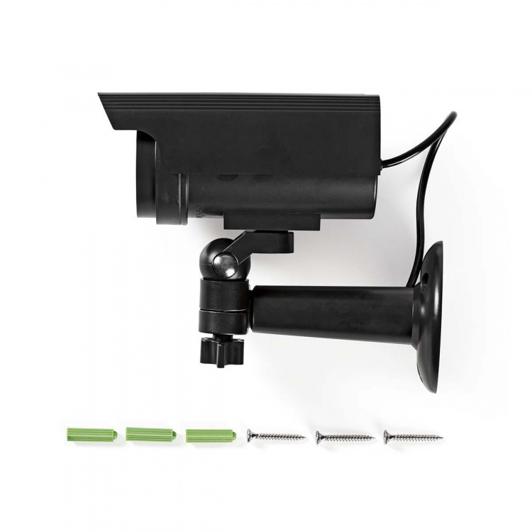 Nedis Dummy Säkerhetskamera | Kula | IP44 | Batteridriven / Solar Powered | Utomhus | Inklusive väggfäste | Svart