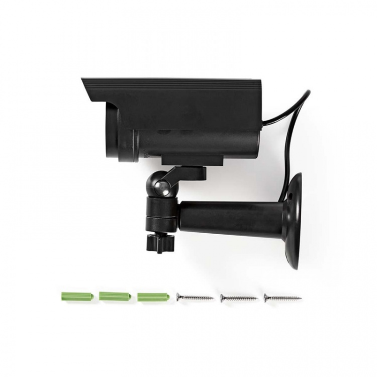 Nedis Dummy Säkerhetskamera | Kula | IP44 | Batteridriven / Solar Powered | Utomhus | Inklusive väggfäste | Svart