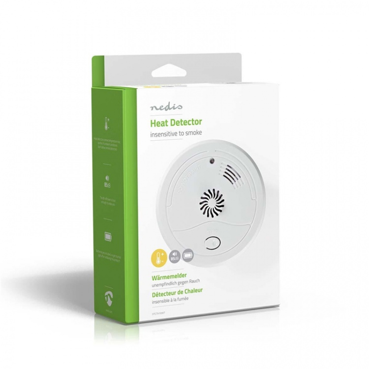 Nedis Värme Alarm | Batteridriven | Batterilängd upp till: 1 år | Med testknapp | 85 dB | ABS | Vit