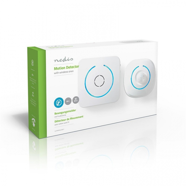 Nedis Rörelsedetektor Larm | Batteridriven | 6x AA/LR6 | 85 dB | Detektorområde: 6 m | Vägg | Blå / Vit