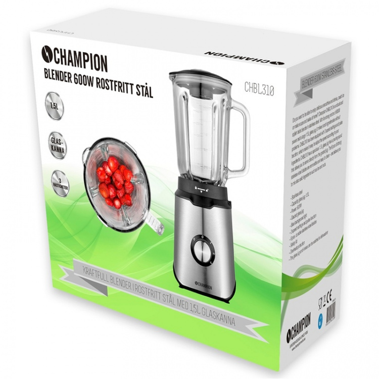 Champion Blender 1,5L 600W Glaskanna BL310 Rostfri