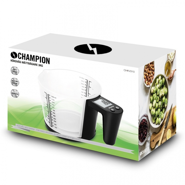 Champion Köksvåg Måttbägare 3kg 1200ml KV310 Svart Champion Köksvåg Måttbägare 3kg 1200ml KV310 Svart