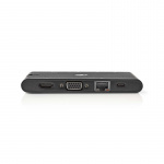 Dockningsstation | USB typ C | 2x USB-C/2x USB 3.0/VGA/HDMI/Kortläsare/Gigabit E