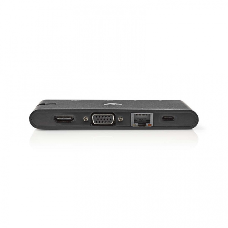 Dockningsstation | USB typ C | 2x USB-C/2x USB 3.0/VGA/HDMI/Kortläsare/Gigabit E