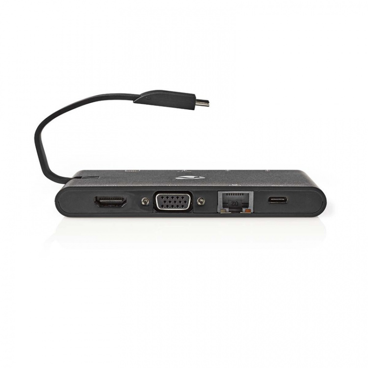 Dockningsstation | USB typ C | 2x USB-C/2x USB 3.0/VGA/HDMI/Kortläsare/Gigabit E