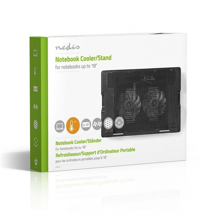 Nedis Notebook Stand | Antal fläktar: 2 | USB ström | Antal vinklar: 4 | 18 