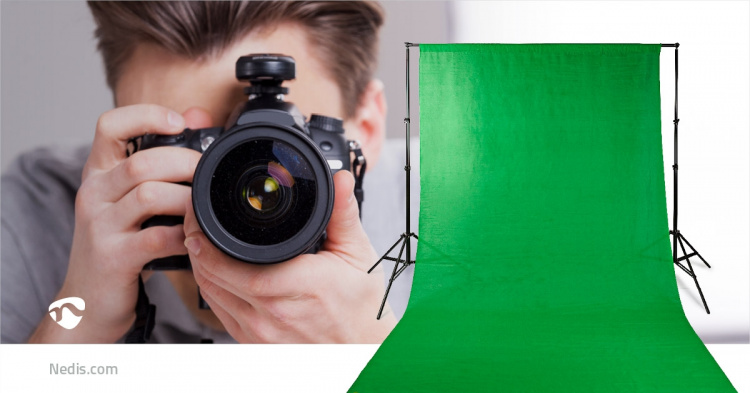 Nedis Foto Studio Bakgrund Set | 1,90 x 2,95 m | Resväska ingår | Tripod ingår | Svart | 1 st