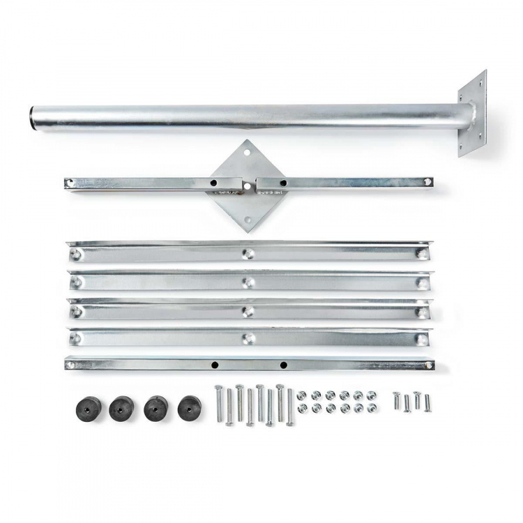 Nedis Satellite Balkong fäste | Mast längd: 0.75 m | Maximal diskstorlek: 90.0 cm | Bottenplatta storlek: 4 x 30 x 30 cm | Stål | Silver