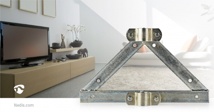 Nedis Satellite väggfäste | Avstånd till vägg: 90 mm | Diameterklämma: 32-42 mm | Stål | Silver Nedis Satellite väggfäste | Avstånd till vägg: 90 mm | Diameterklämma: 32-42 mm | Stål | Silver