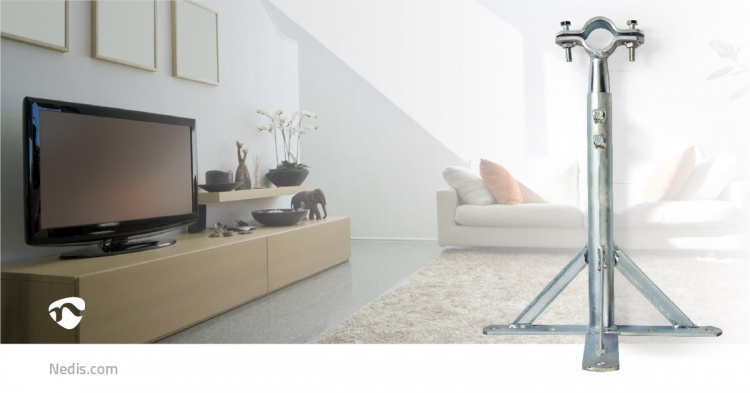 Nedis Satellite väggfäste | Minsta väggdistans: 350 mm | Maximalt väggavstånd: 660 mm | Avstånd till vägg: 0.00 mm | Diameterklämma: 32 - 42 mm | Stål | Silver