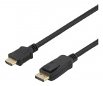 DELTACO DP - HDMI kabel, 10m, 3840x2160 i 30Hz, 10,8Gb/s, svart