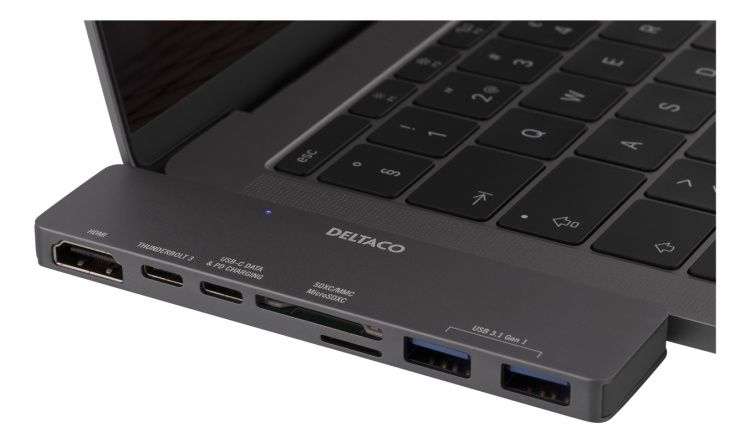 DELTACO Dual USB-C Dock för MacBook Pro 2016, Thunderbolt 3, 100W USB-