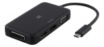 DELTACO USB-C till HDMI/DP/DVI/VGA-adapter, 4K, DP Alt Mode, svart