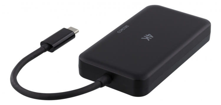 DELTACO USB-C till HDMI/DP/DVI/VGA-adapter, 4K, DP Alt Mode, svart