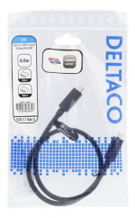 DELTACO USB-C till USB-C-kabel, 0,5m, 10Gbps, 100W 5A, USB 3.1 Gen 2,