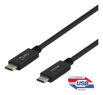 DELTACO USB-C - USB-C kabel, 0,5m, USB 3.1 Gen 2, E-marker, svart