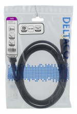 DELTACO DisplayPort-kabel, 2m, 4K UHD, DP 1.2, svart