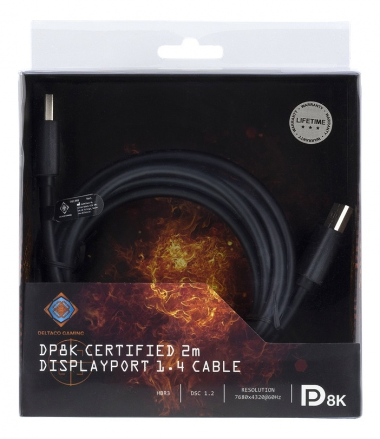 DELTACO GAMING DisplayPort-kabel, 7680x4320 60Hz, 2m, svart DELTACO GAMING DisplayPort-kabel, 7680x4320 60Hz, 2m, svart