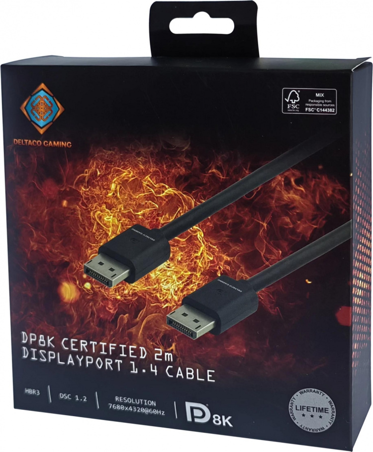 DELTACO GAMING DisplayPort-kabel, 7680x4320 60Hz, 2m, svart DELTACO GAMING DisplayPort-kabel, 7680x4320 60Hz, 2m, svart